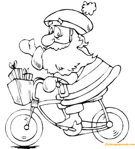 Papá Noel anda en bicicleta de Papá Noel