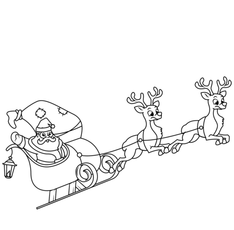 Santa Claus Riding His Sleigh Coloring Pages