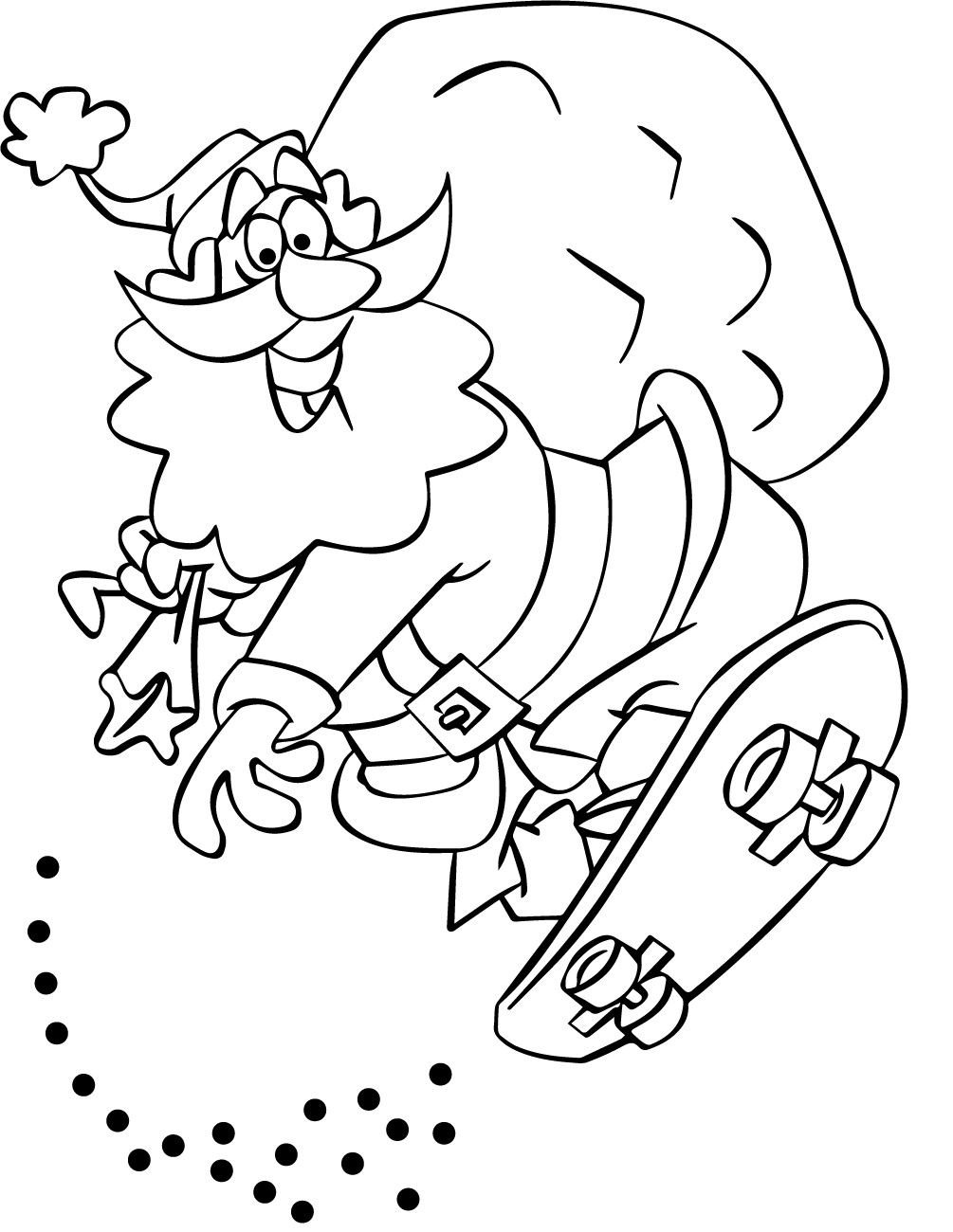 Santa Claus Skateboarding Coloring Page