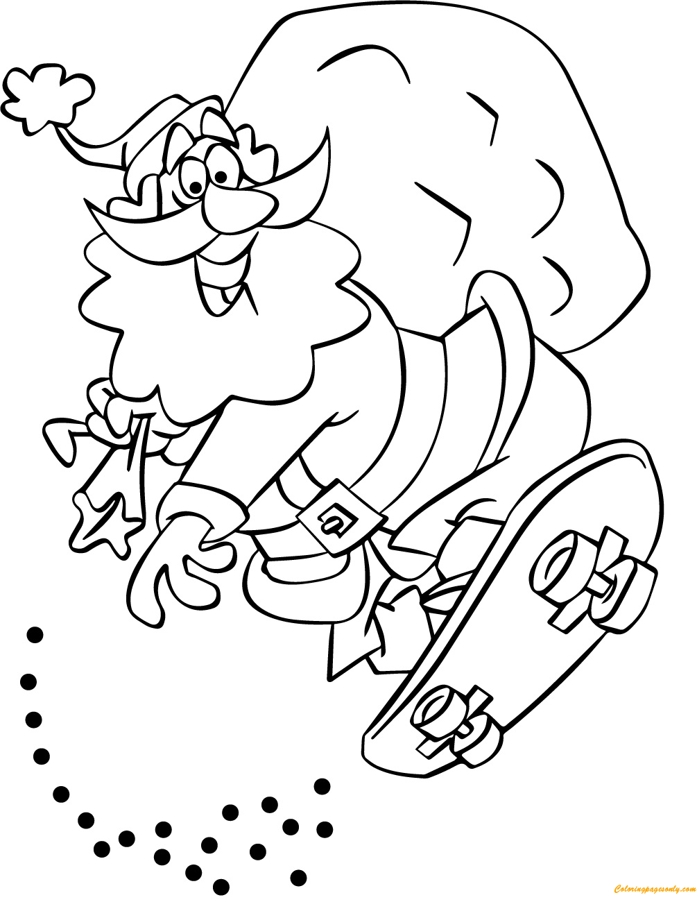 Download Santa Claus Skateboarding Coloring Pages - Holidays Coloring Pages - Free Printable Coloring ...