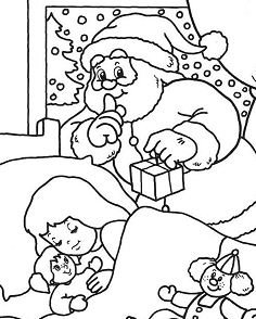 Santa Delivering Gift Coloring Pages