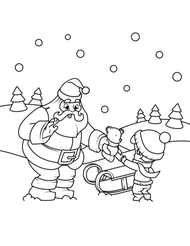 Babbo Natale fa un regalo a un ragazzo di Babbo Natale