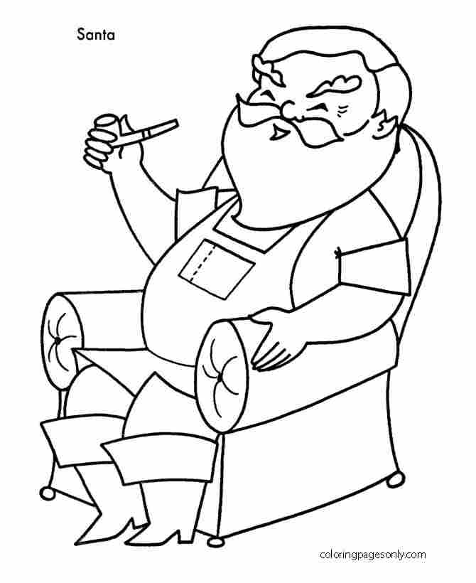 Santa in his favorite chair Coloring Pages