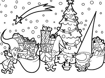 Santa little helpers is preparing for Christmas Coloring Pages