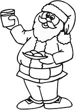 Santa loves his milk and cookies on Christmas eve Coloring Pages