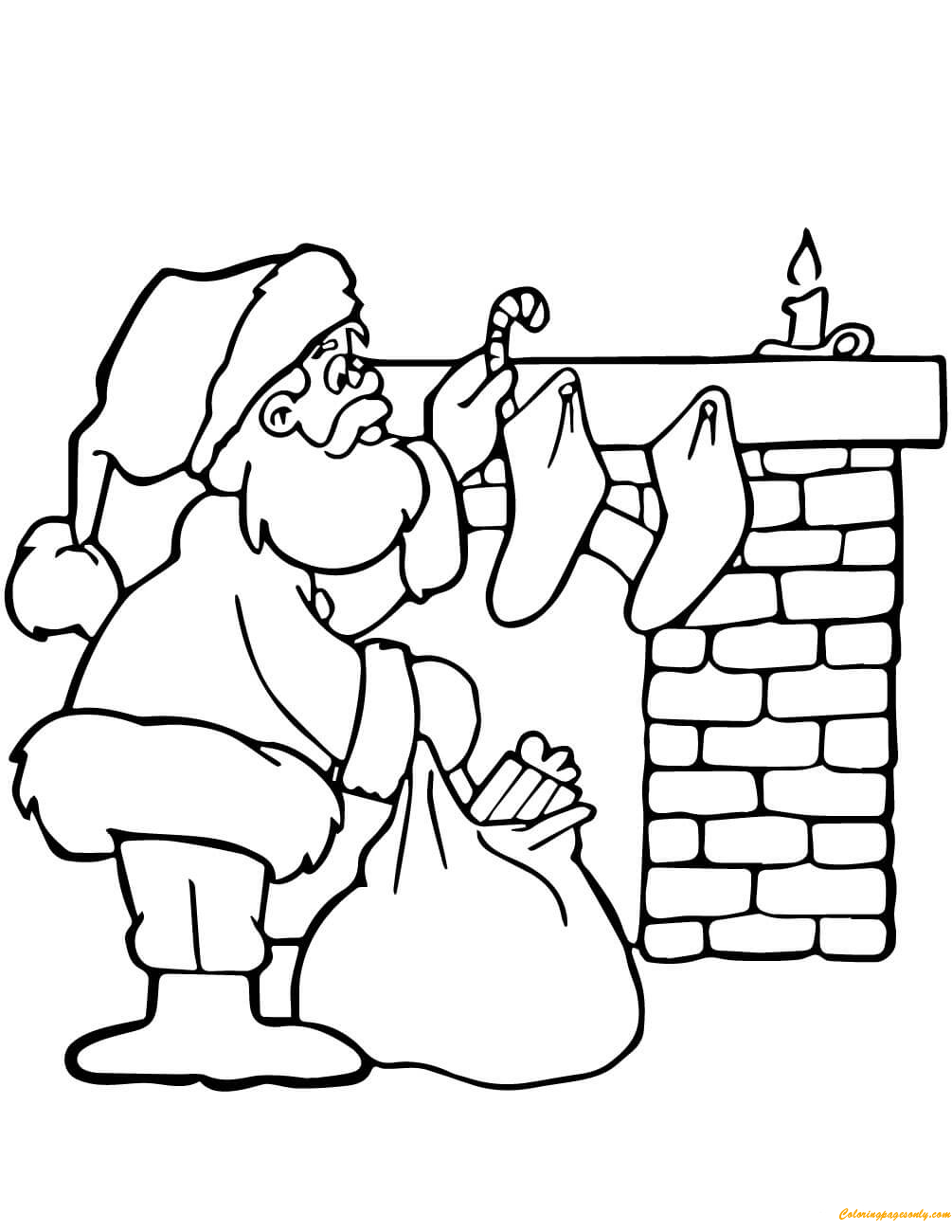 Santa Putting Gifts Coloring Pages