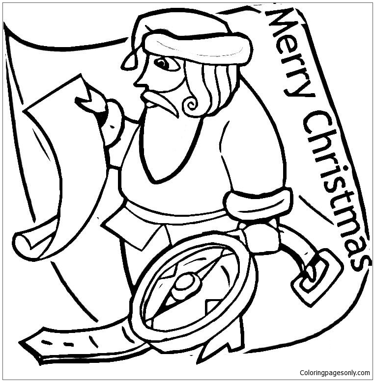 Download Santa With His Compass Coloring Page - Free Coloring Pages Online