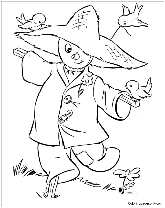Scarecrow Halloween Coloring Page