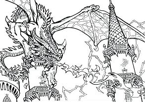 Pagina da colorare di Scary Dragon 1