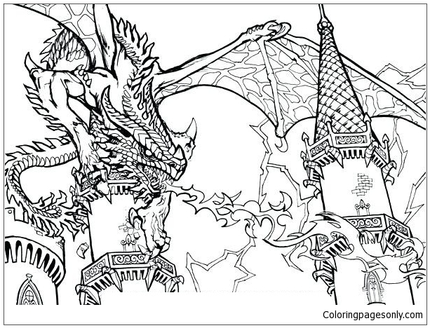 Scary Dragon 1 Coloring Pages - Dragon Coloring Pages - Coloring Pages