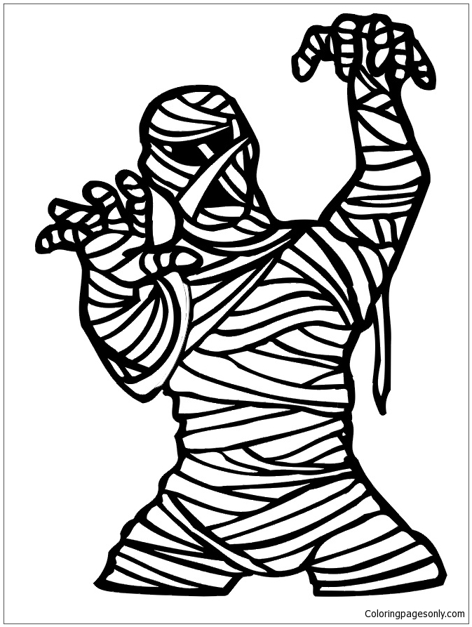 Scary Mummy Coloring Page