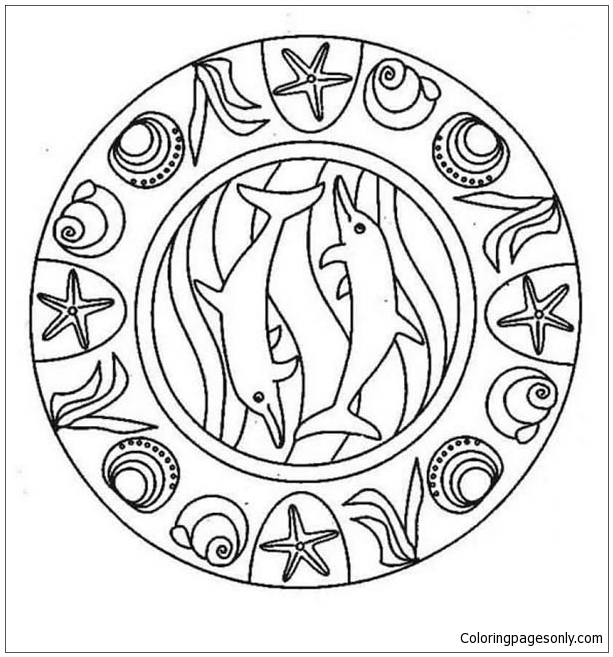 Coloriage Mandala Dauphin Animaux Marins