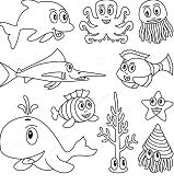 Sea Animals 1 Coloring Page