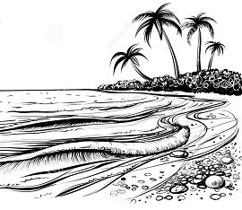 Sea Beach With Waves Coloring Pages
