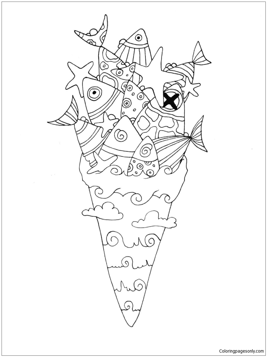Sea Ice Cream Coloring Page