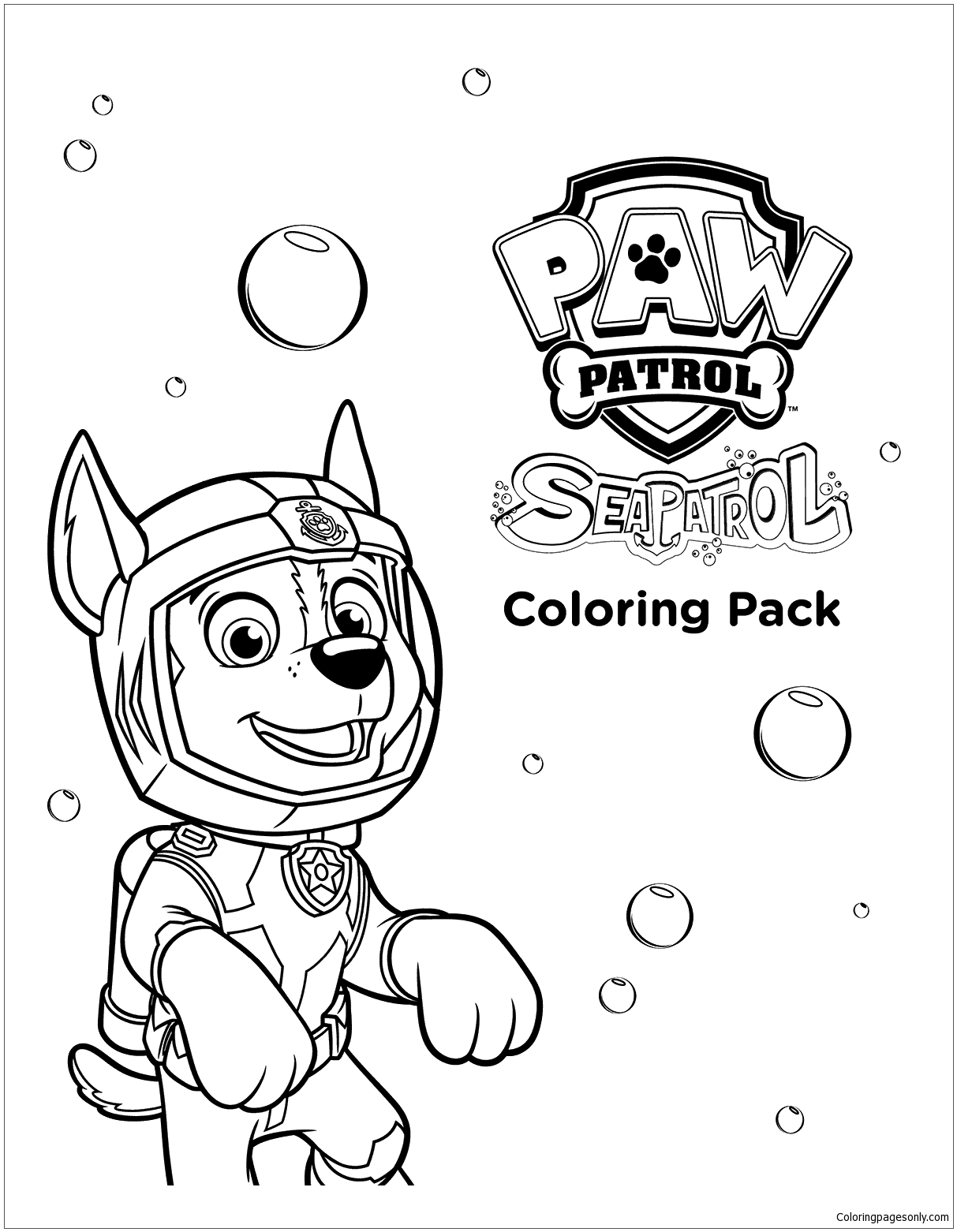 Pagina da colorare di Sea Paw Patrol