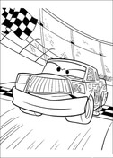 Chick Hicks crosses the finish line from Disney Cars Coloring Page