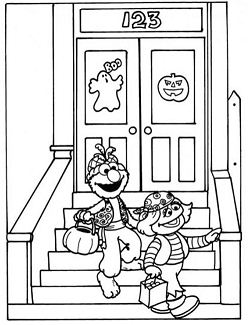 Sesame Street Elmo Trick Or Treat Coloring Pages