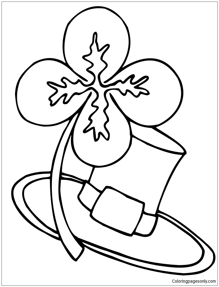 Shamrock and Hat – St Patricks Day Coloring Page