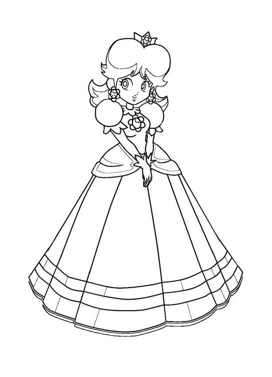 Dibujos para colorear de la tímida princesa Daisy de Super Mario Bros.