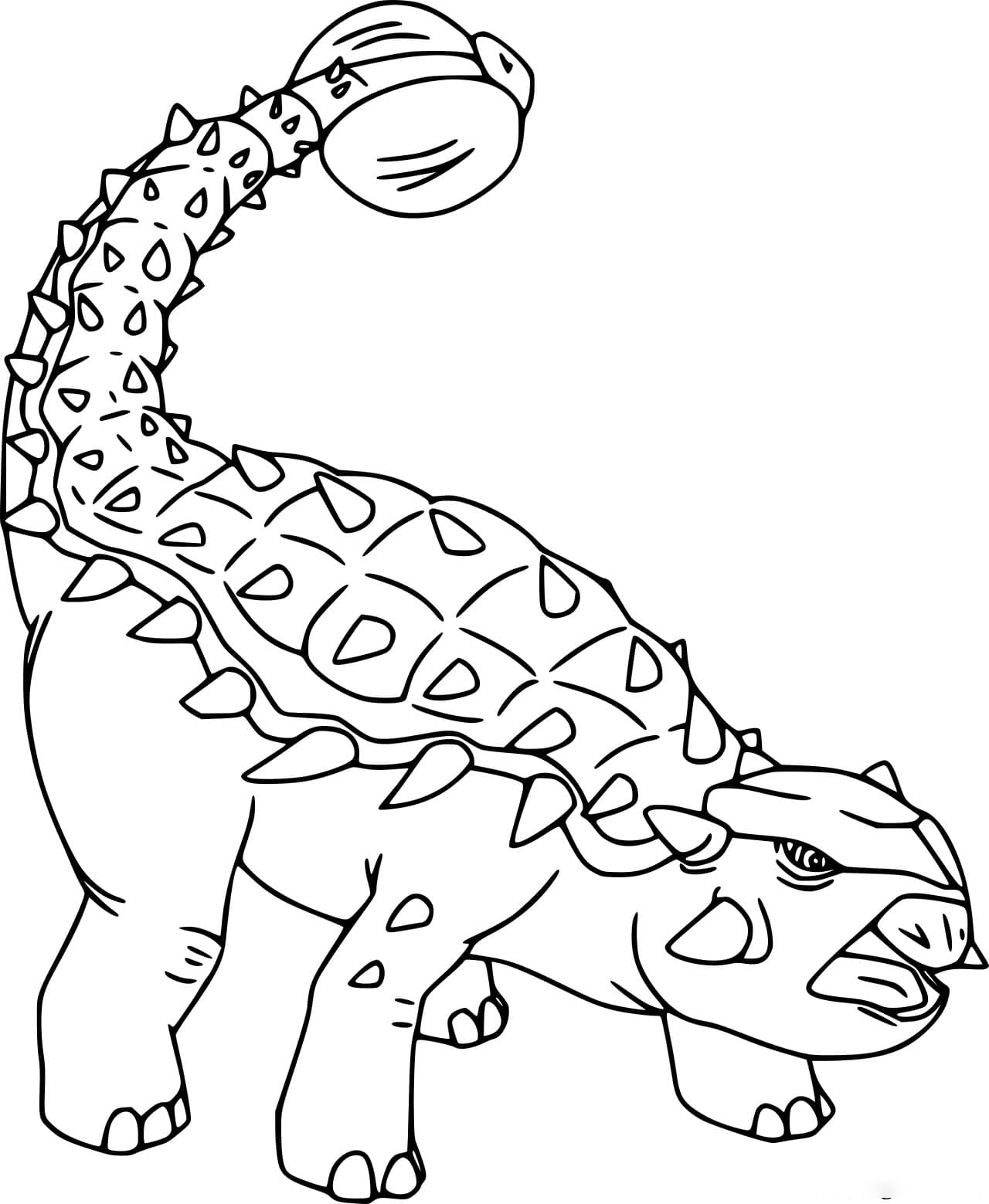 Simple Ankylosaurus Dinosaur Coloring Pages