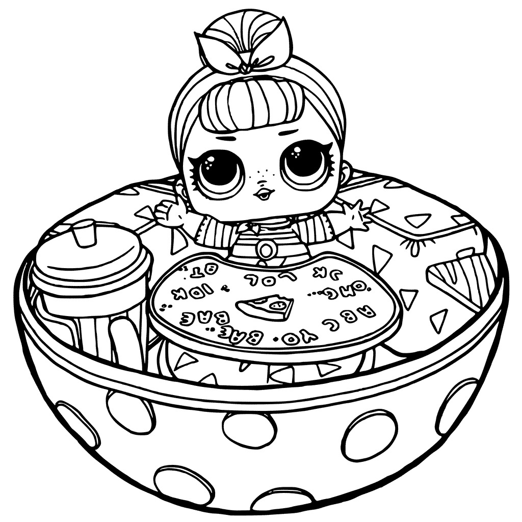 Lol Suprise Doll Sis Swing Pizza Coloring Page