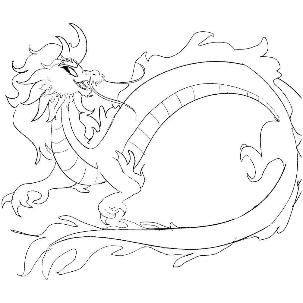 Desenho de Dragão Sisu em Raya e o Último Dragão para Colorir
