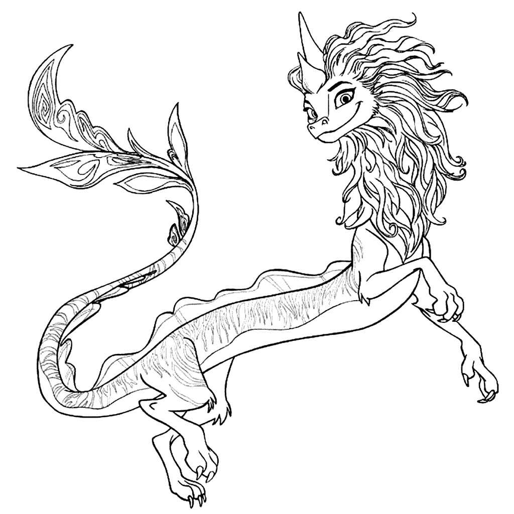 Sisu the Last Water Dragon Coloring Page