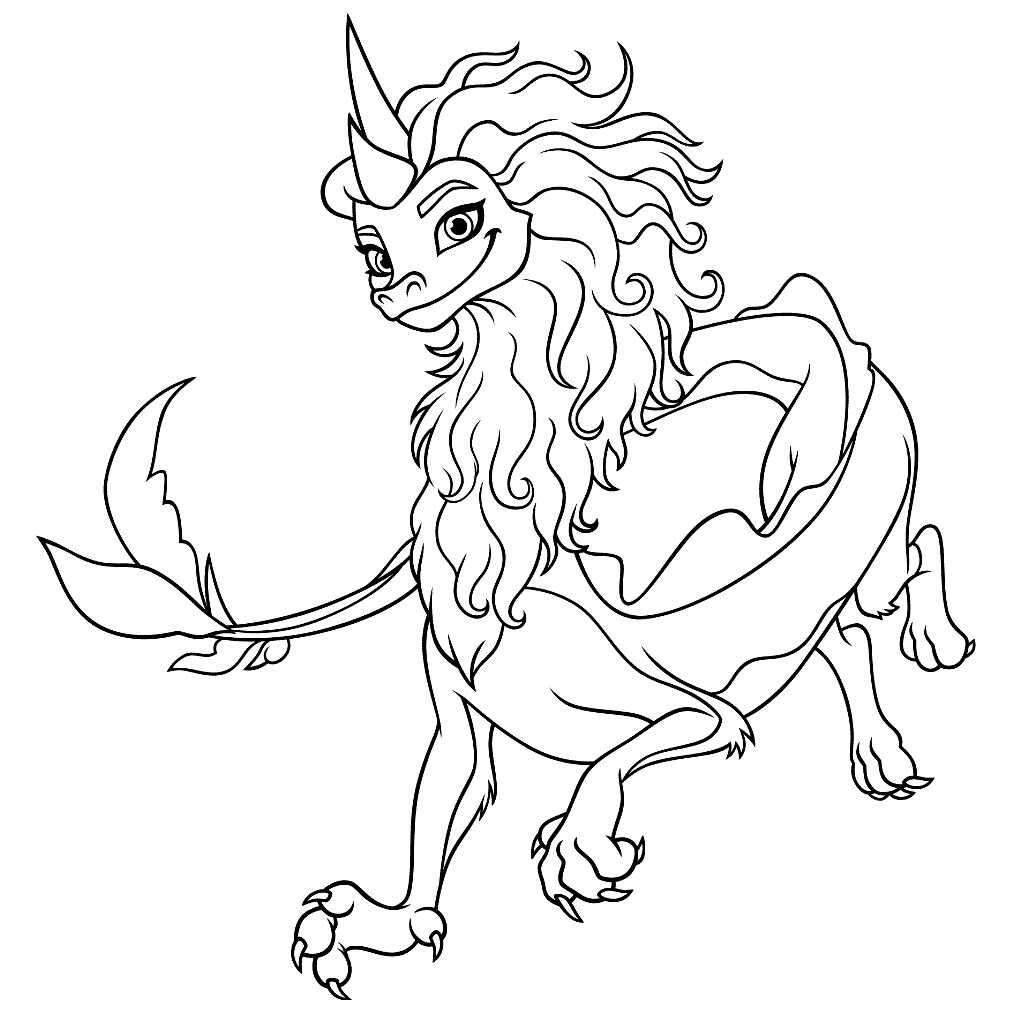 Sisu, the old Water Dragon steps on me Coloring Page
