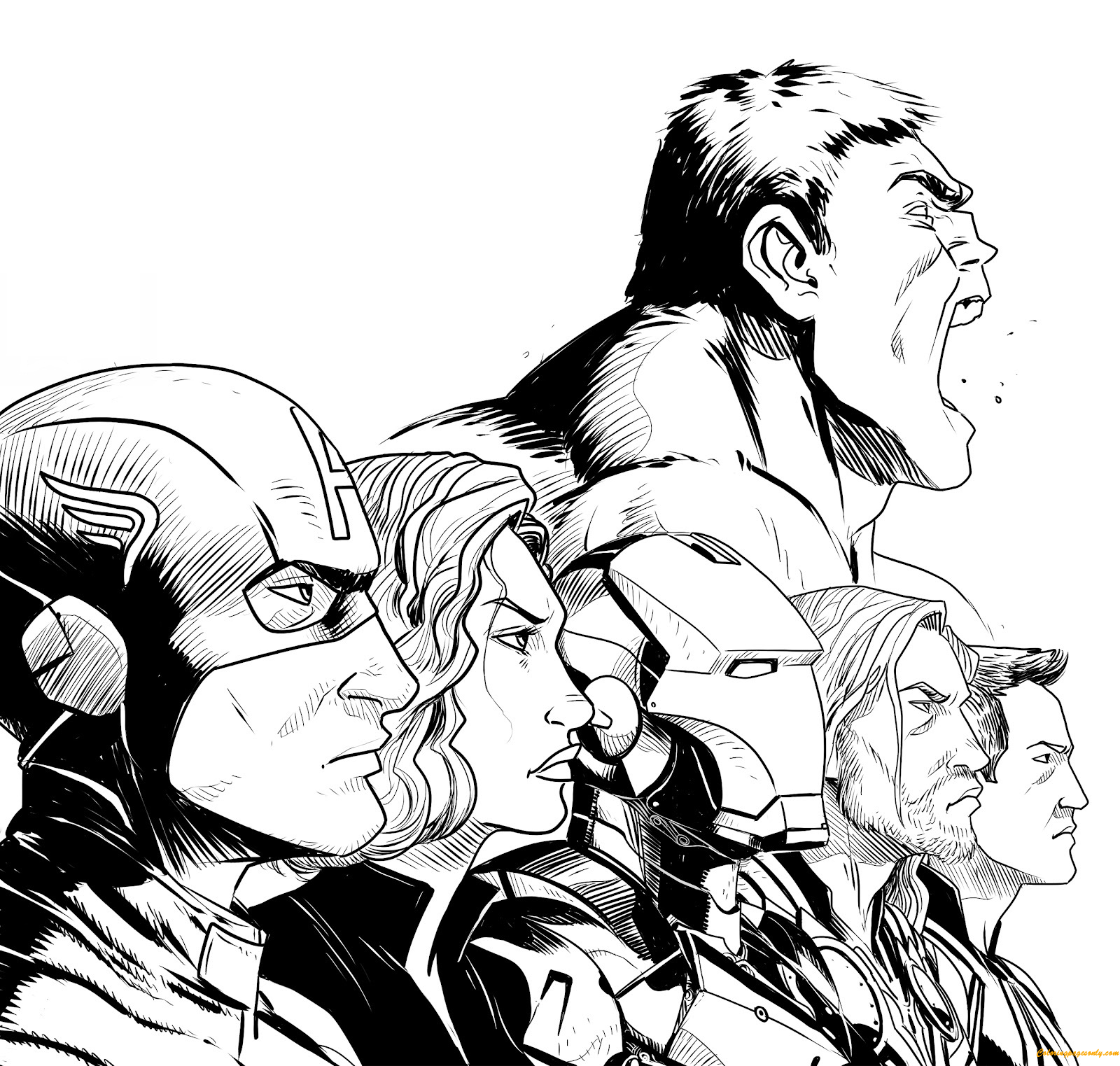 Six Members of Avengers Coloring Pages