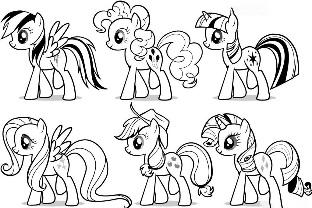 Six Rainbow Dash Ponies Coloring Pages