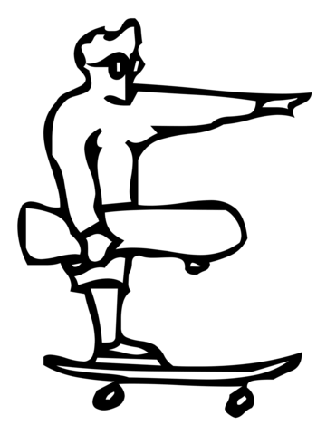 Skateboard Letter E Coloring Page