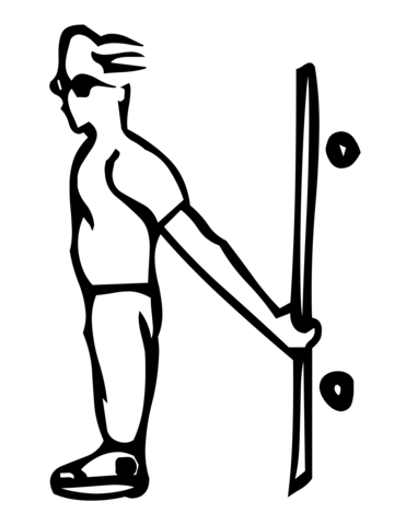 Skateboard Letter N Coloring Pages