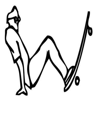 Skateboard Letter W Coloring Pages