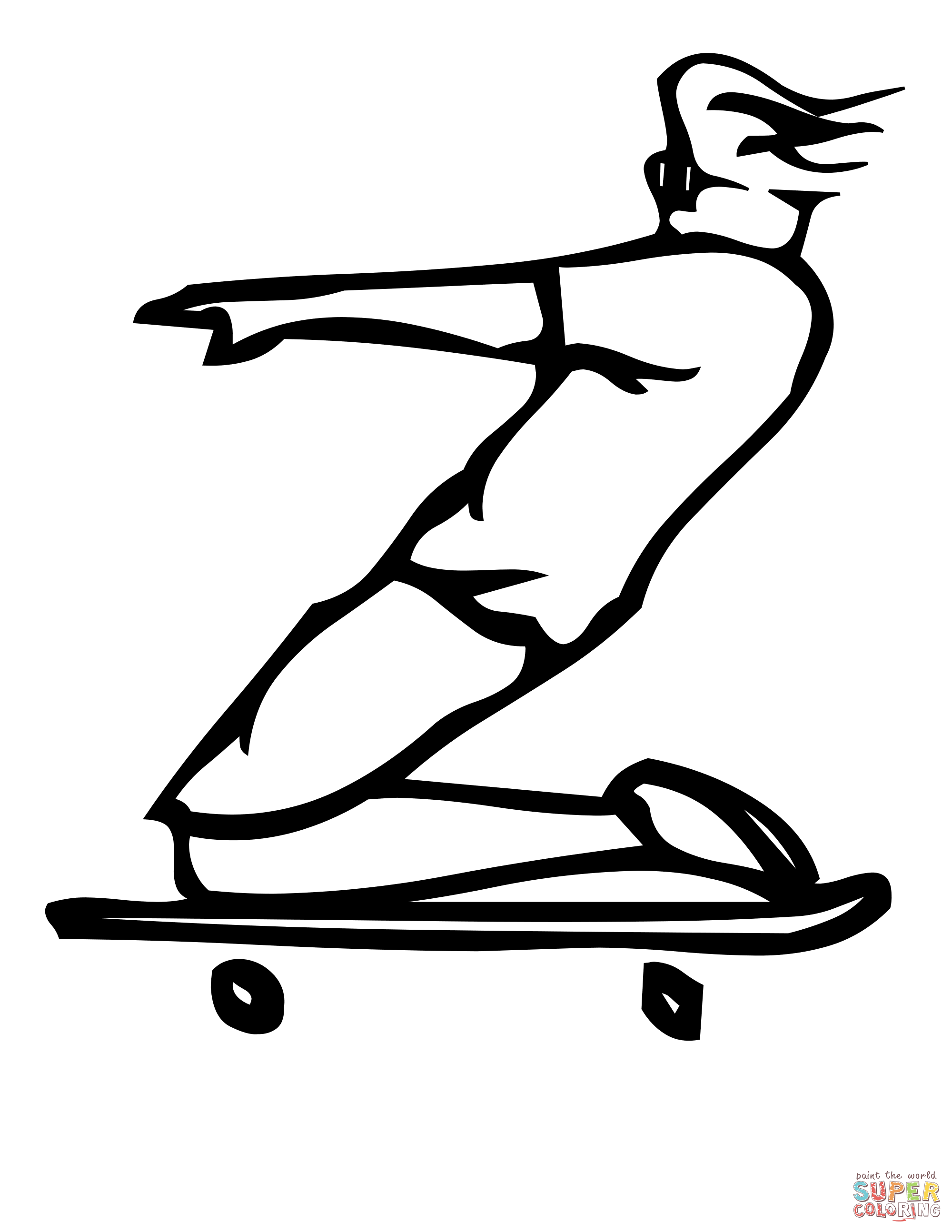 Skateboard Letter Z Coloring Pages