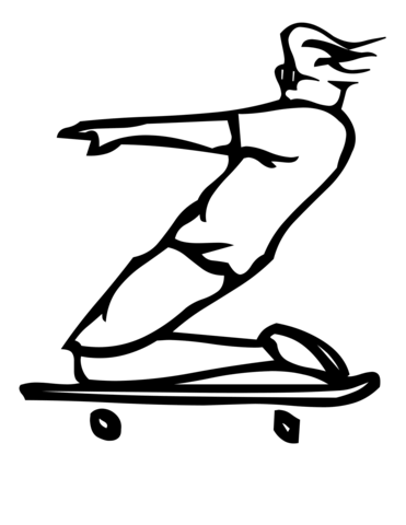Skateboard Letter Z Coloring Page