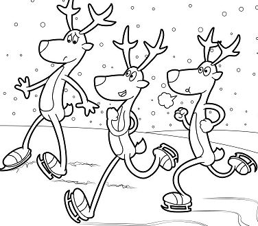Skating Reindeers Coloring Pages