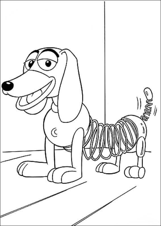 Il cane Slinky sta sorridendo Pagina da colorare