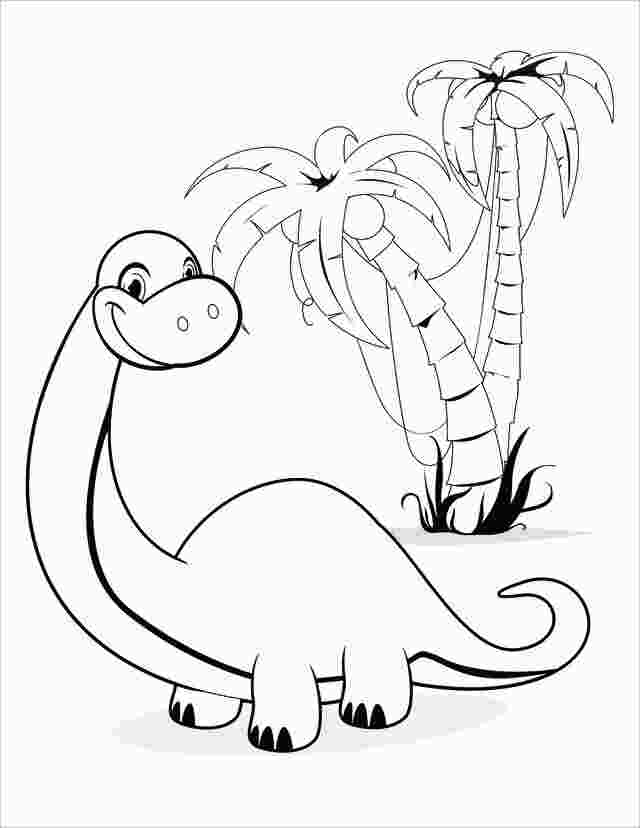 Smiling Apatosaurus Dinosaur Cartoon Coloring Page