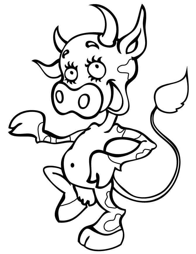 Smiling Happy Cow Coloring Page