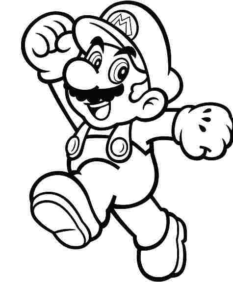 Coloriage Mario souriant saute en hauteur