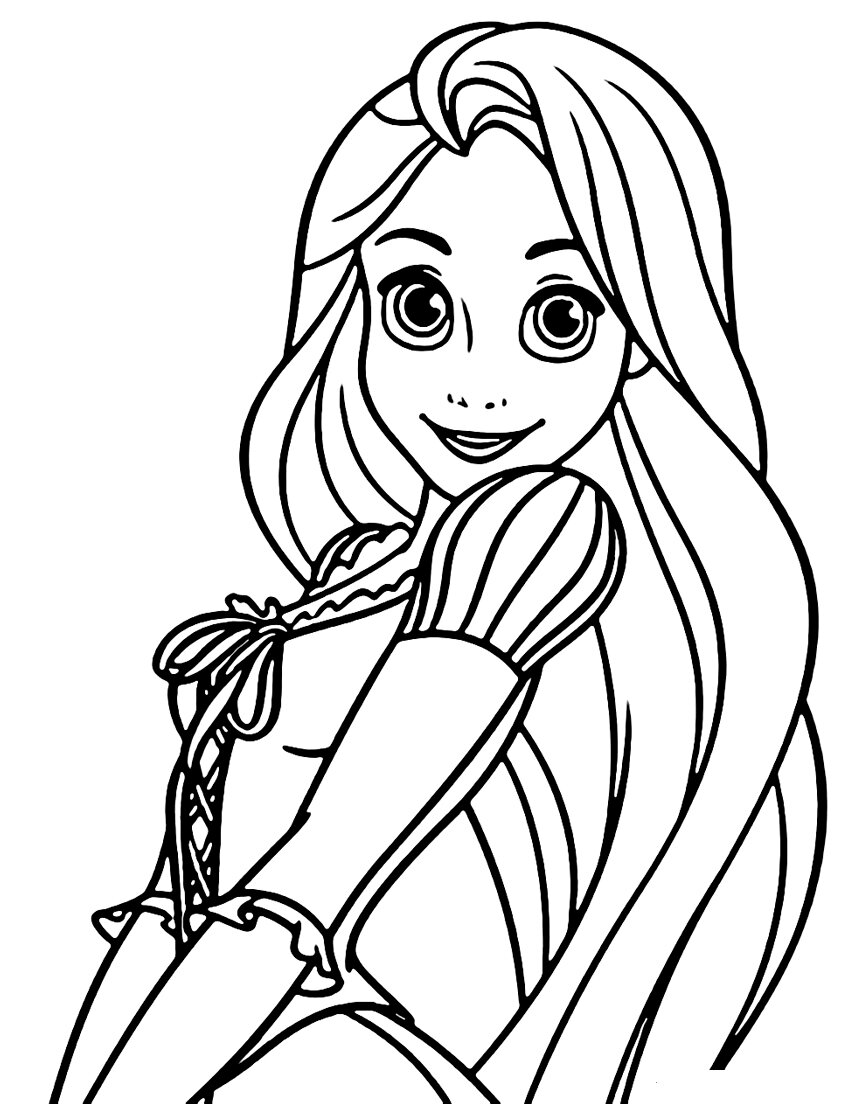Smiling Rapunzel Coloring Page