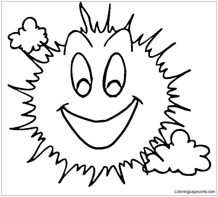 Smiling Sun Coloring Pages - Natural phenomena Coloring Pages