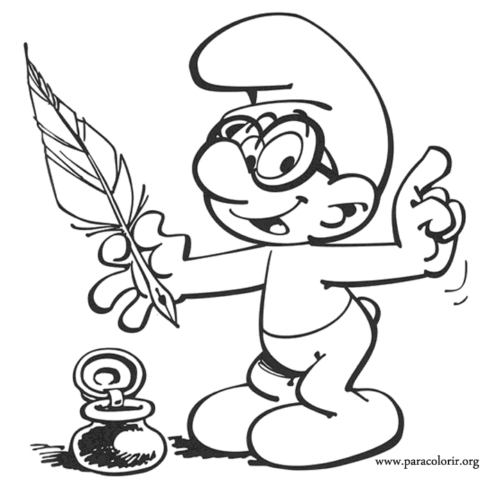 The Writer Smurf Coloring Page