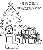 Pagina da colorare di Natale Snoopy
