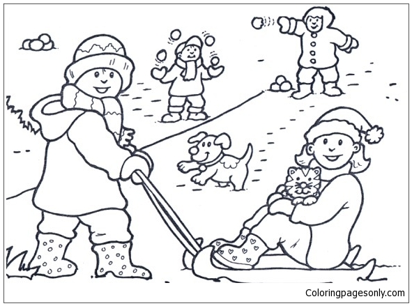 snowy coloring page