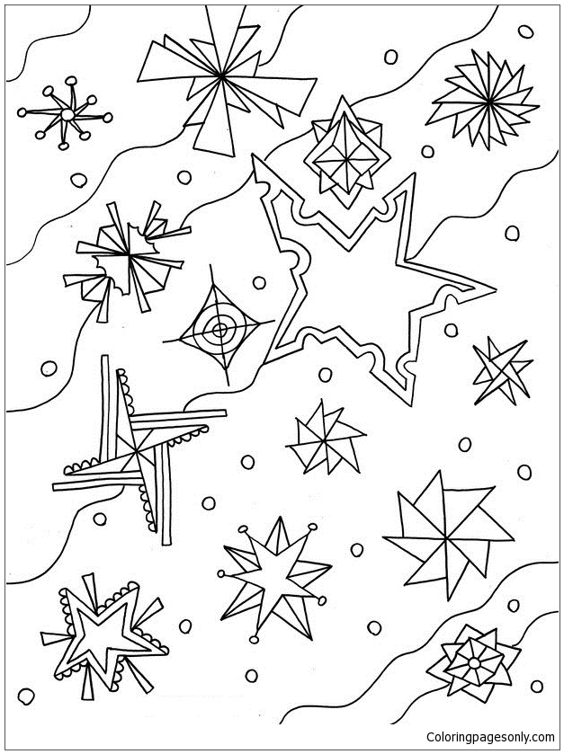 Pagina da colorare di fiocchi di neve