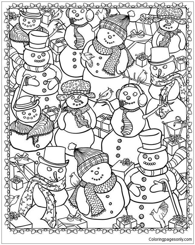 Snowmen Everywhere Coloring Page