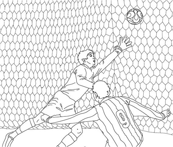Soccer Player Scoring A Goal Coloring Page