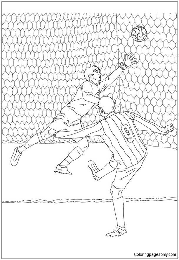 Soccer Player Scoring A Goal Coloring Pages
